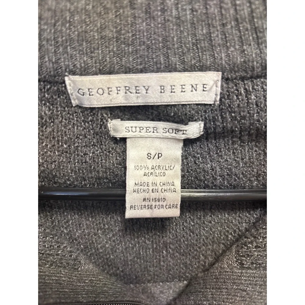Geoffrey Beene Quarter Zip Sweater Mens Small Gray  Super Soft Knit